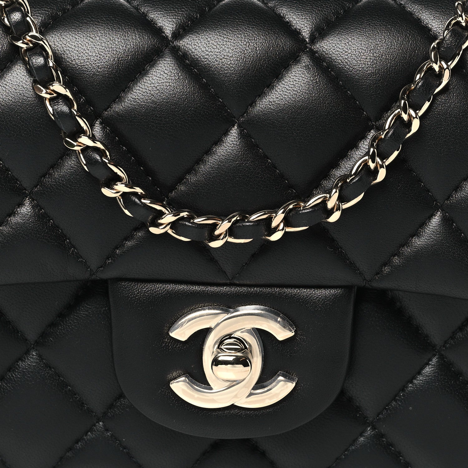 Chanel Lambskin Quilted Mini Top Handle Rectangular Flap Black 7 of 9