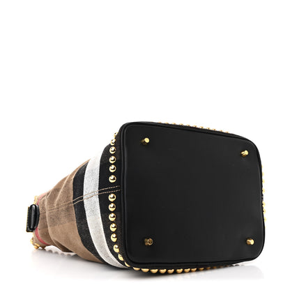 Burberry Canvas Mega Check Studded Medium Ashby Bucket Bag Black 4 of 10