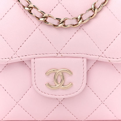 Chanel Lambskin Quilted Top Handle Clutch With Chain Light Pink 8 of 11