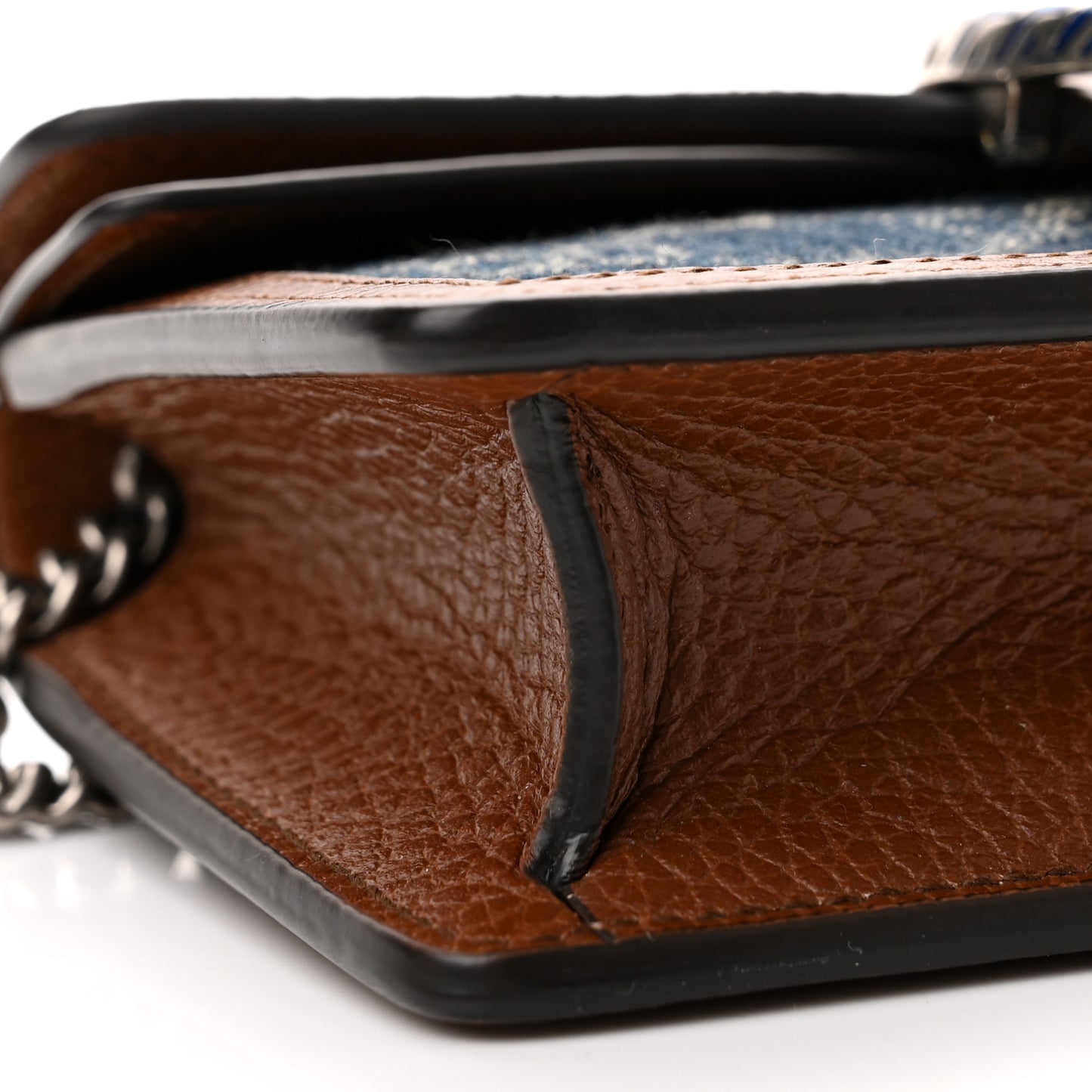 New Denim GG Monogram Dollar Calfskin Enamel Super Mini Dionysus Shoulder Bag Blue Tea Cuir Epilog Electric Blue