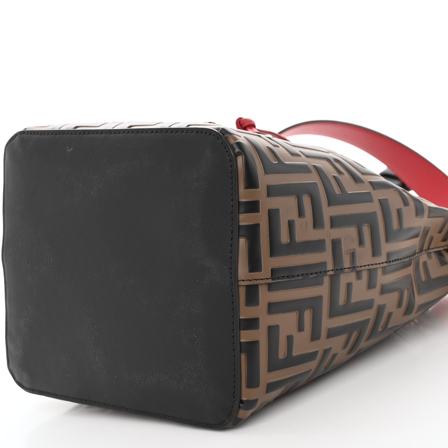 Fendi Vitello Grace F is Fendi Bi-Color FF 1974 Embossed Grande Mon Tresor Bucket Bag Maya Black Fragola 9 of 9
