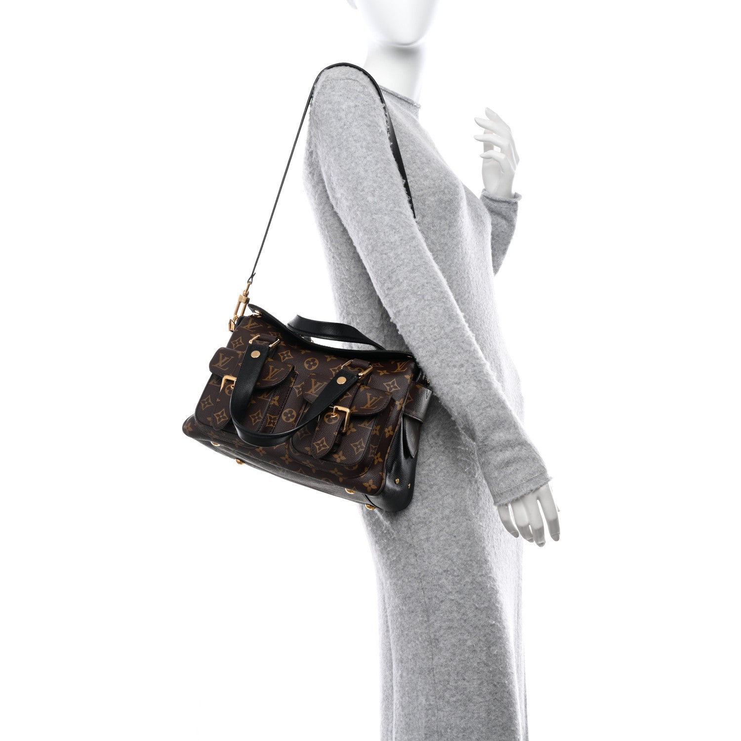 Louis Vuitton LOUIS VUITTON Monogram Manhattan NM Black 2 of 16