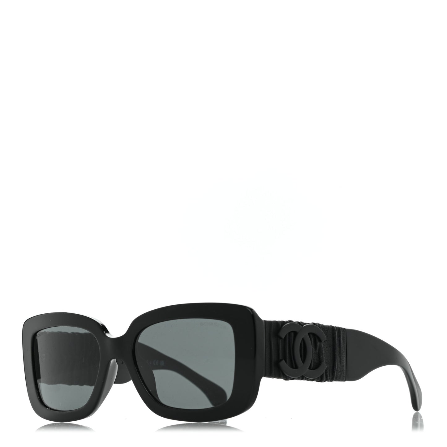 Acetate Calfskin Polarized Square Sunglasses 5473-Q-A Black