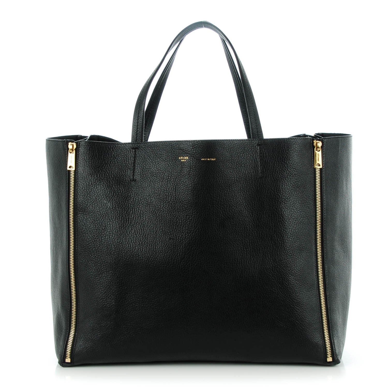 Celine Goatskin Horizontal Zipper Gusset Cabas Black 1 of 8