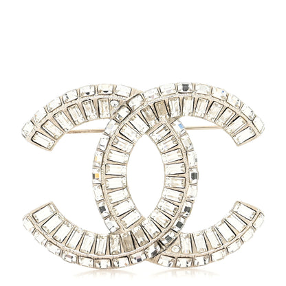 Chanel Baguette Crystal CC Brooch Silver 1 of 3