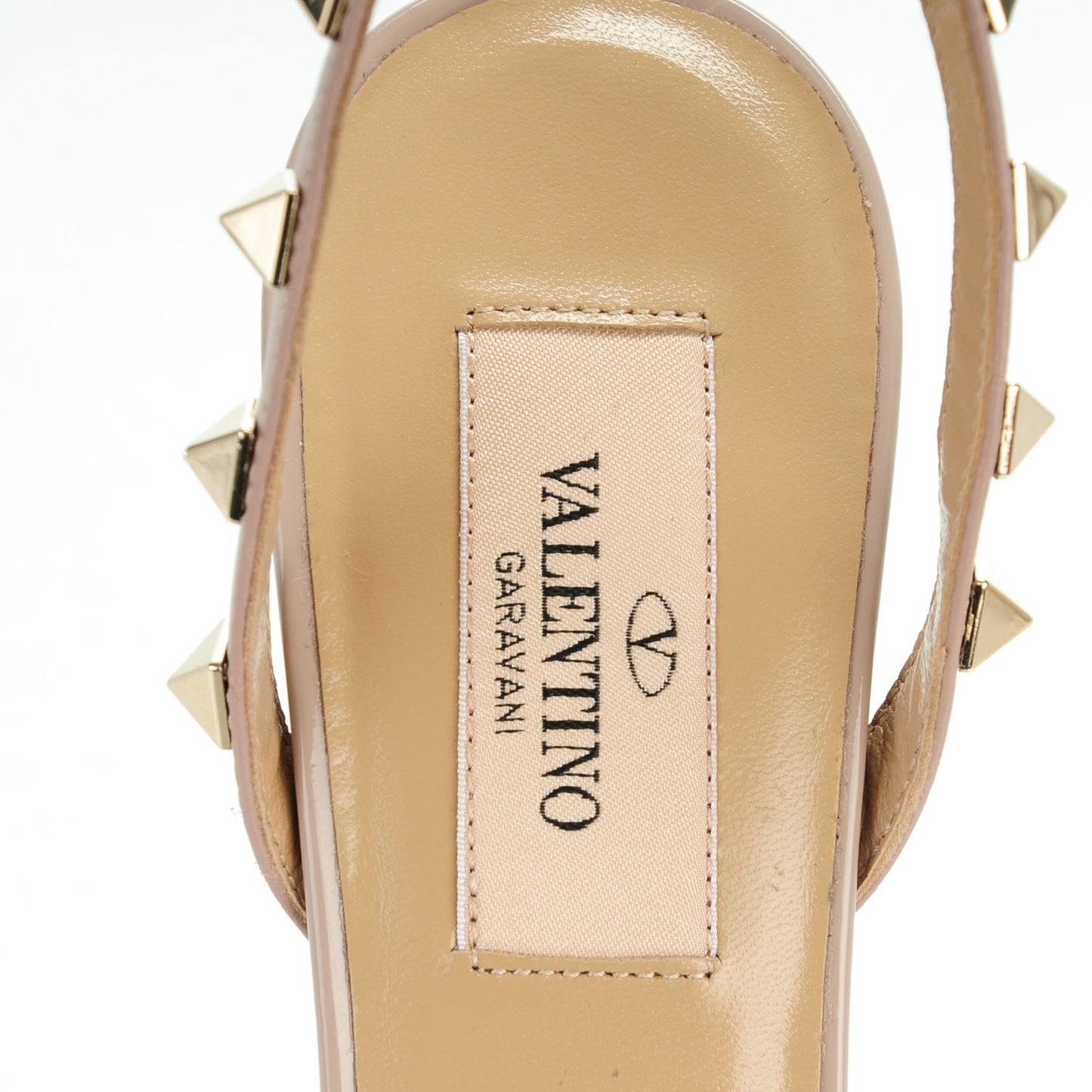 Patent Rockstud Ankle Strap 100mm Sandals 35 Poudre