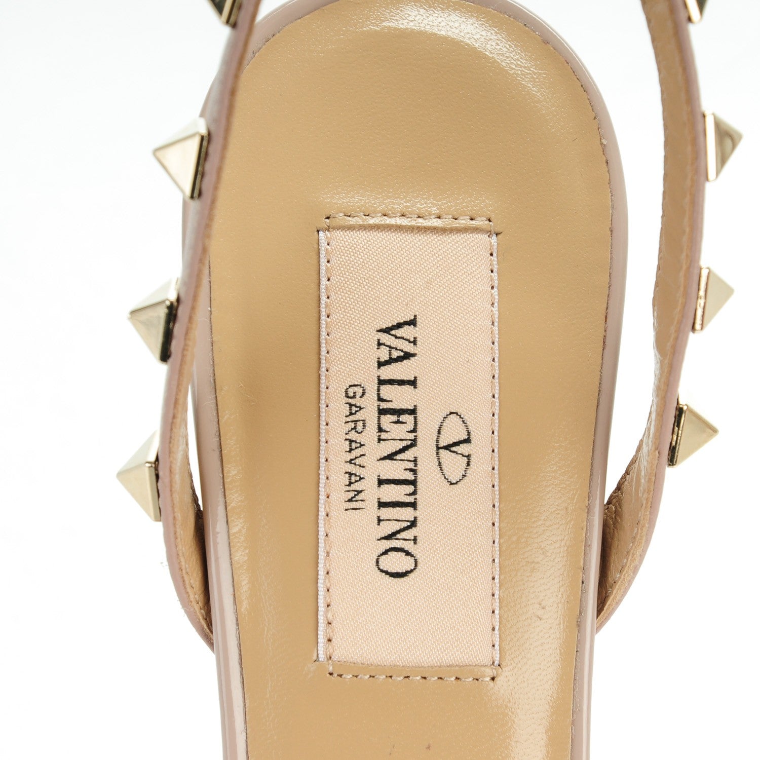 Valentino Garavani Patent Rockstud Ankle Strap 100mm Sandals 35 Poudre 7 of 10