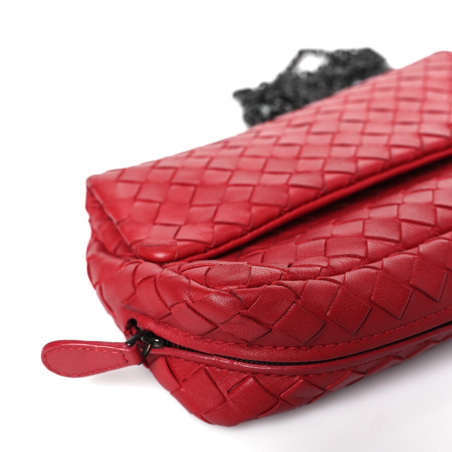 Bottega Veneta Nappa Intrecciato Small Chain Crossbody Red 10 of 11
