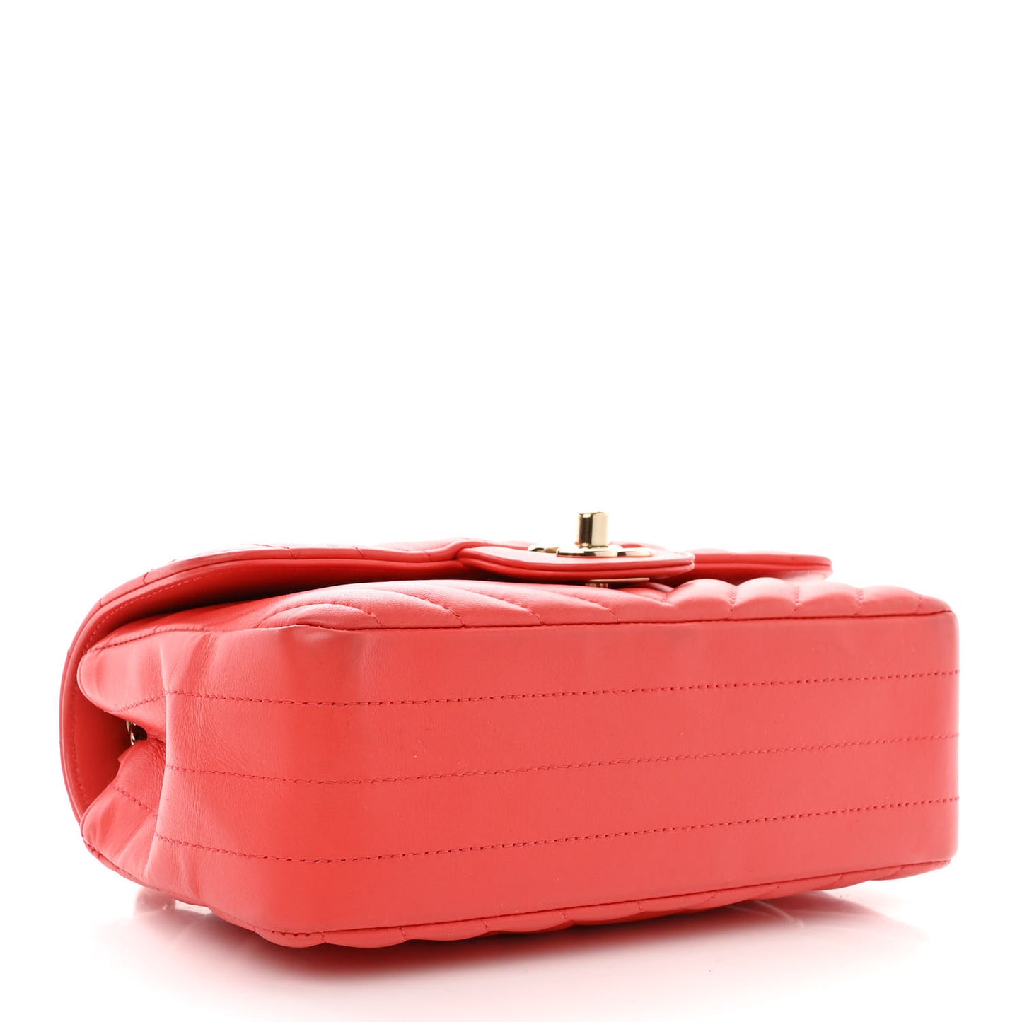 Lambskin Chevron Quilted Mini Rectangular Flap Red