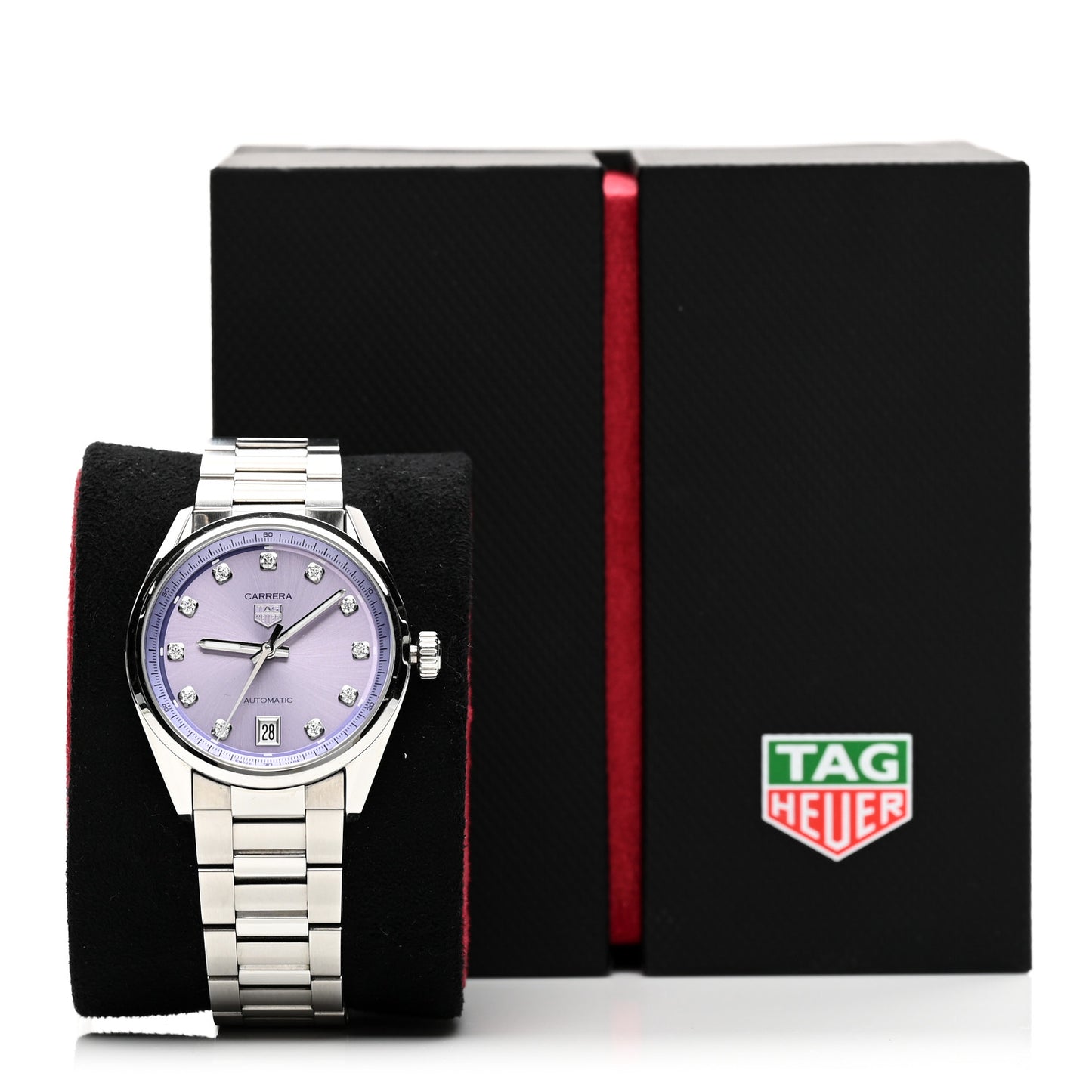 Stainless Steel Diamond 36mm Carrera Date Automatic Watch Purple WBN2319