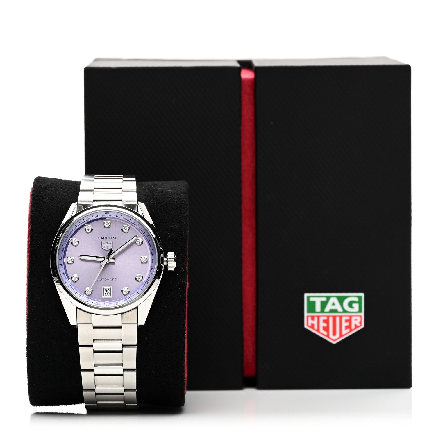 Tag Heuer Stainless Steel Diamond 36mm Carrera Date Automatic Watch Purple WBN2319 5 of 5