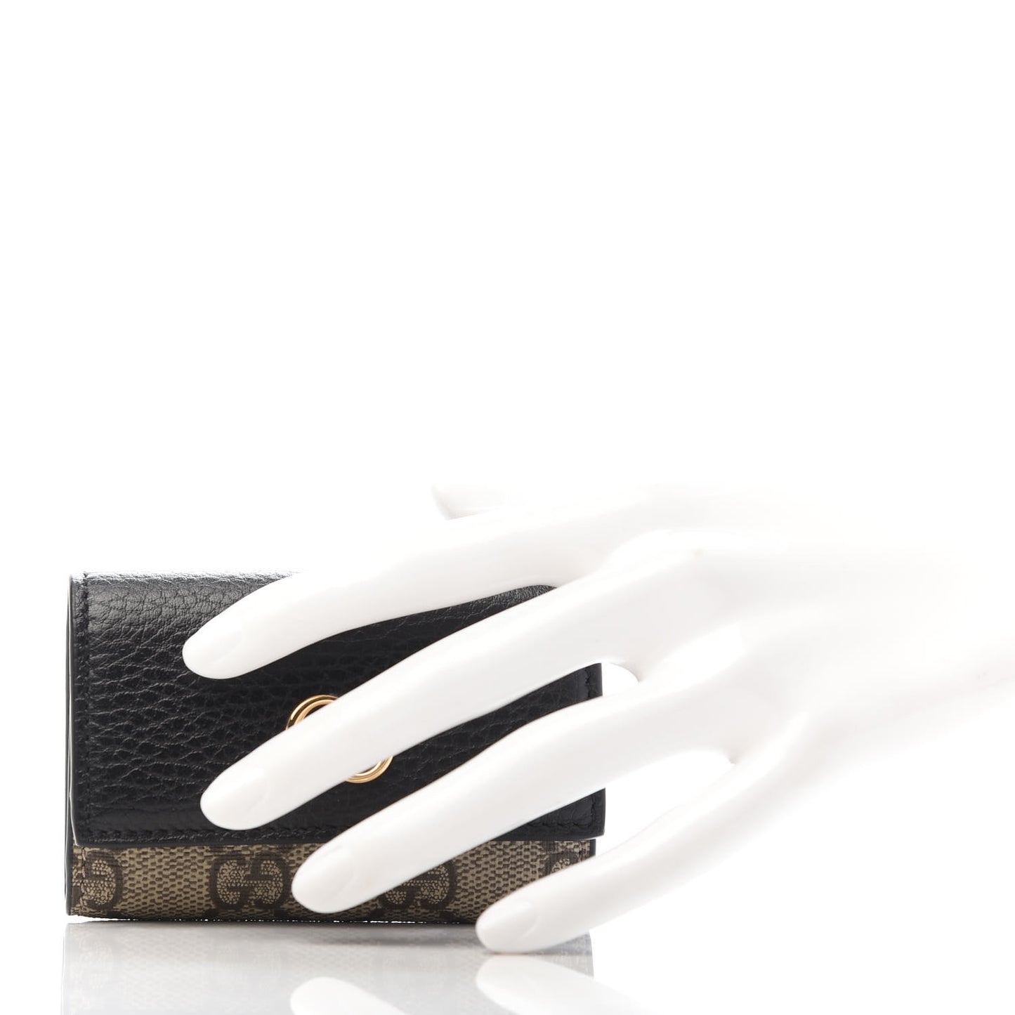Dollar Calfskin GG Supreme Monogram GG Marmont 6 Key Holder Case Black Beige Ebony