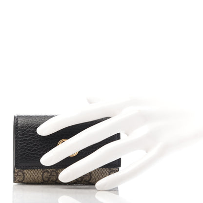 Gucci Dollar Calfskin GG Supreme Monogram GG Marmont 6 Key Holder Case Black Beige Ebony 2 of 8