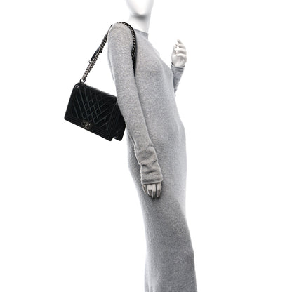 Chanel Patent Chevron Quilted New Medium Boy Flap Black 2 of 10