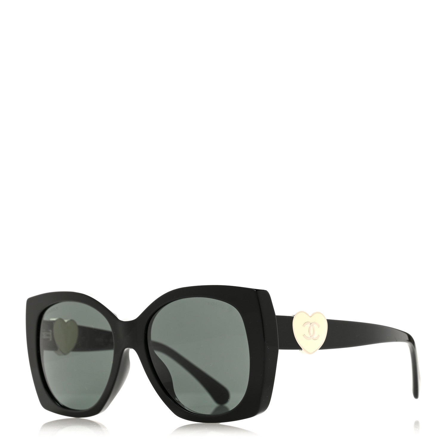 Chanel Acetate Square CC Heart Sunglasses 5519-A Black White 1 of 8