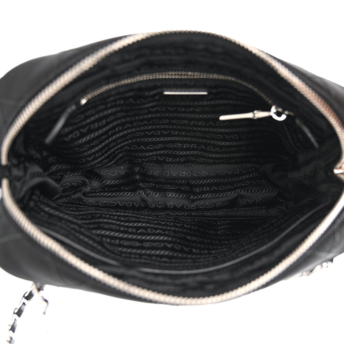 Nylon Tessuto Impuntu Quilted Bandoliera Crossbody Bag Black