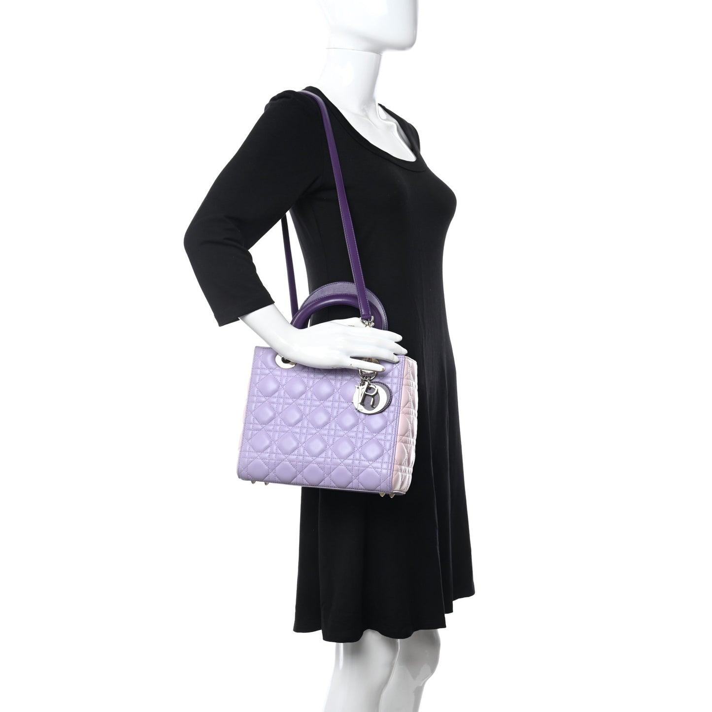 Lambskin Cannage Medium Tri-Color Lady Dior Purple Light Pink