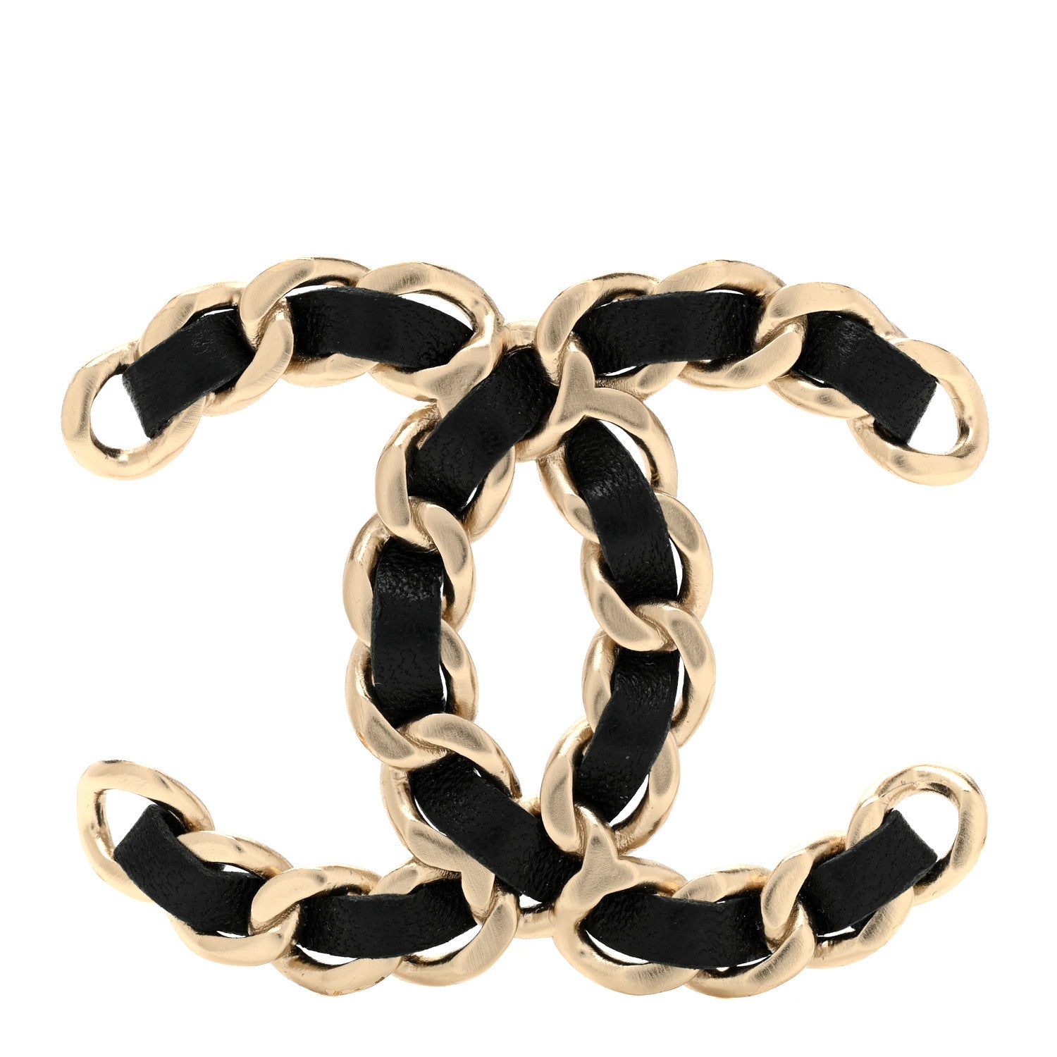 Chanel Lambskin Chain CC Brooch Black Gold 1 of 4