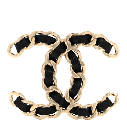 Chanel Lambskin Chain CC Brooch Black Gold 1 of 4