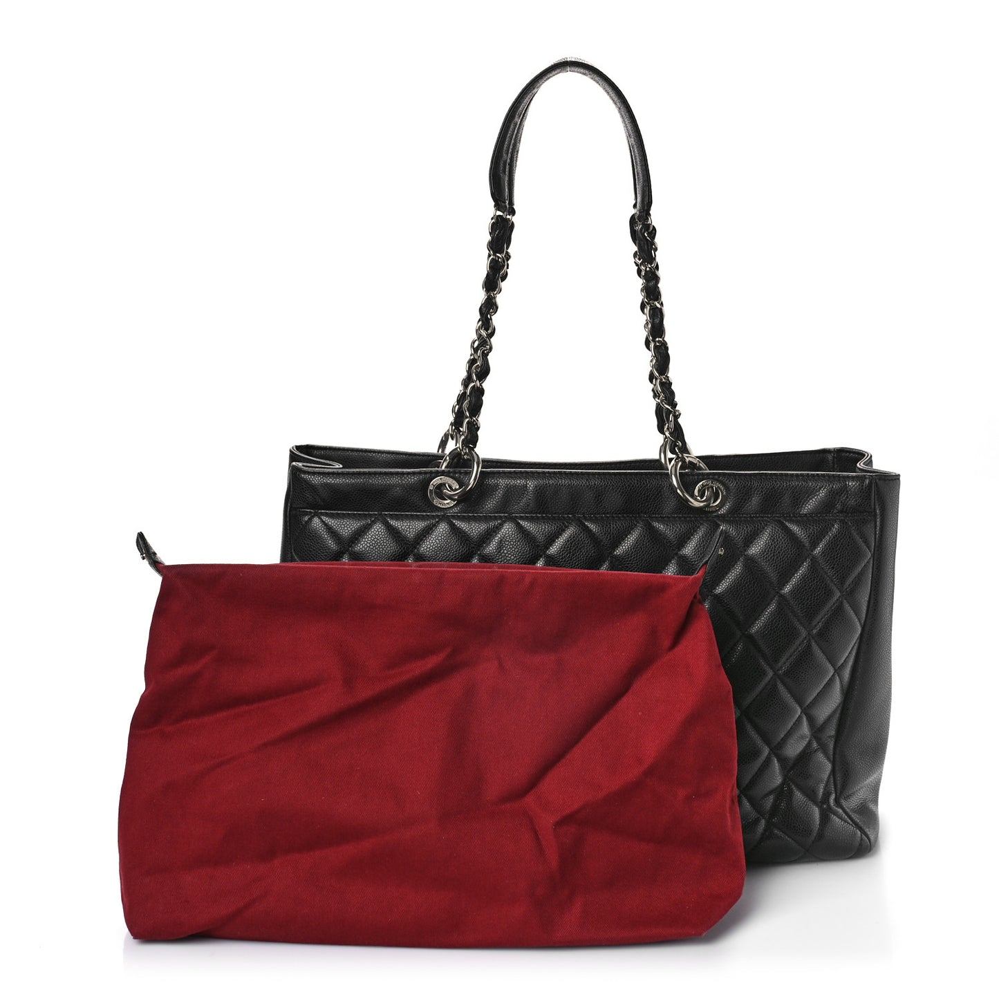 Caviar Quilted Shopping Tote Black