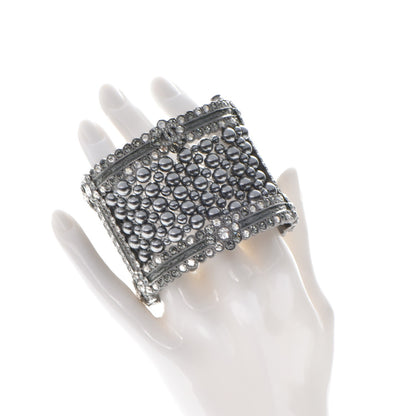 Chanel Ruthenium Beaded Crystal CC Wide Cuff 2 of 5