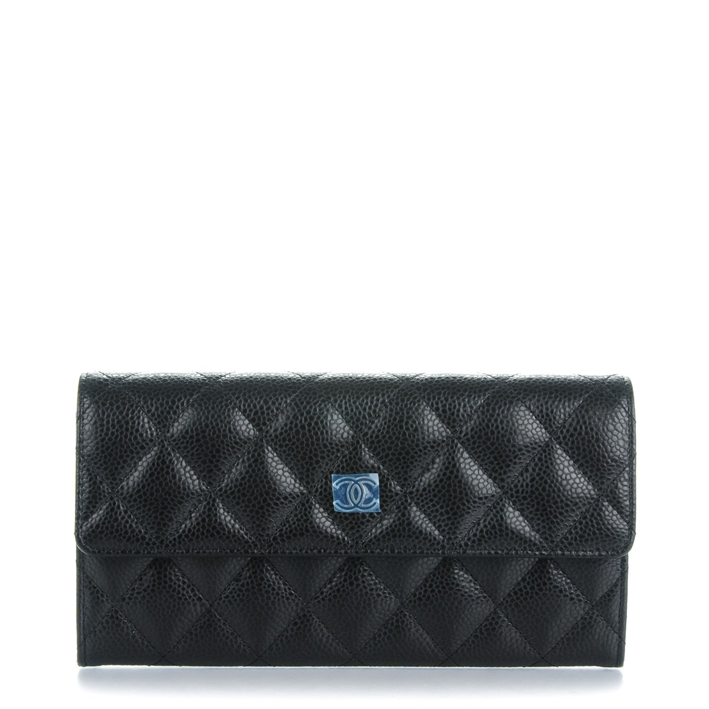 Caviar Quilted Large Gusset Flap Wallet Black