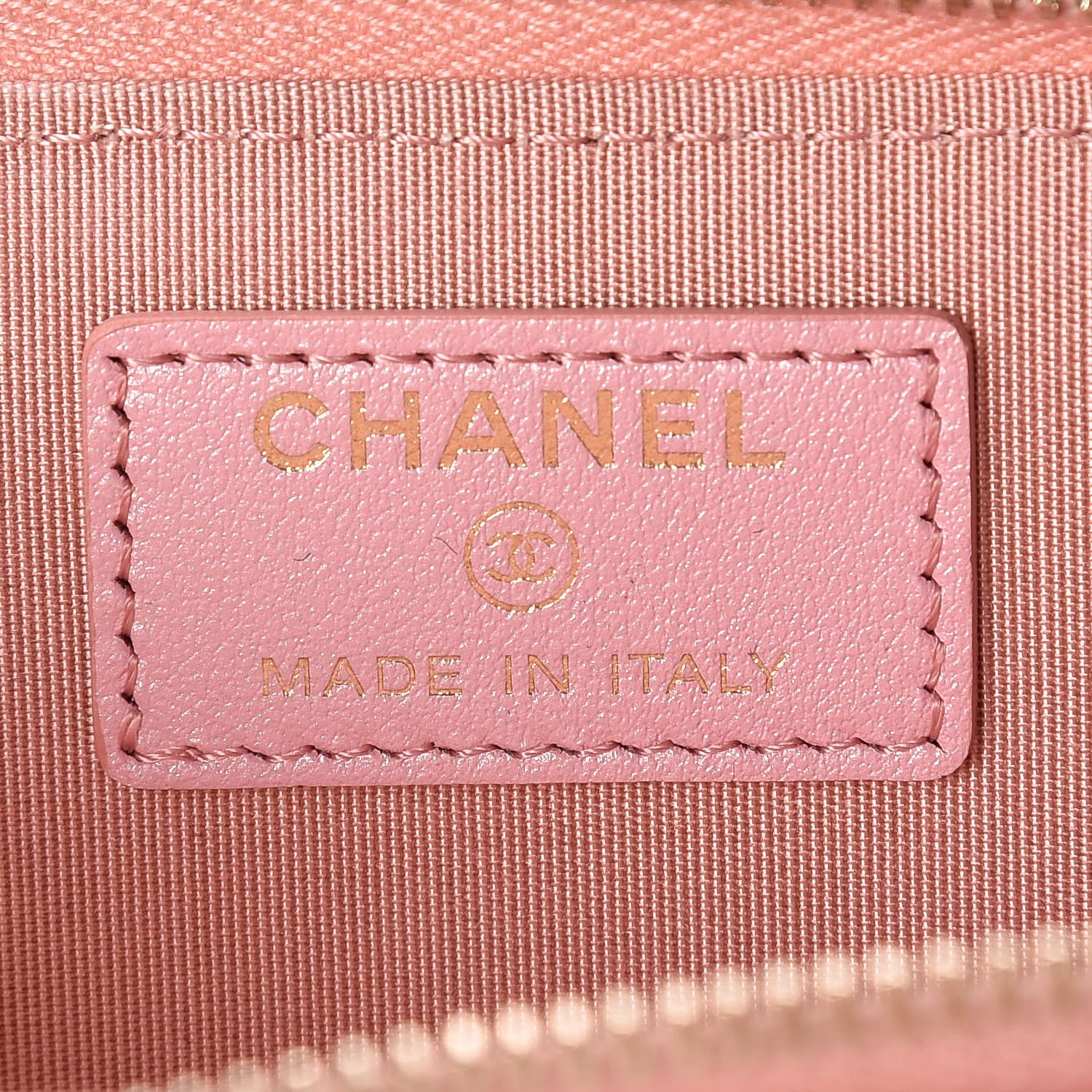Chanel Iridescent Caviar Quilted Zipped Key Holder Case Rose Pink 6 of 8