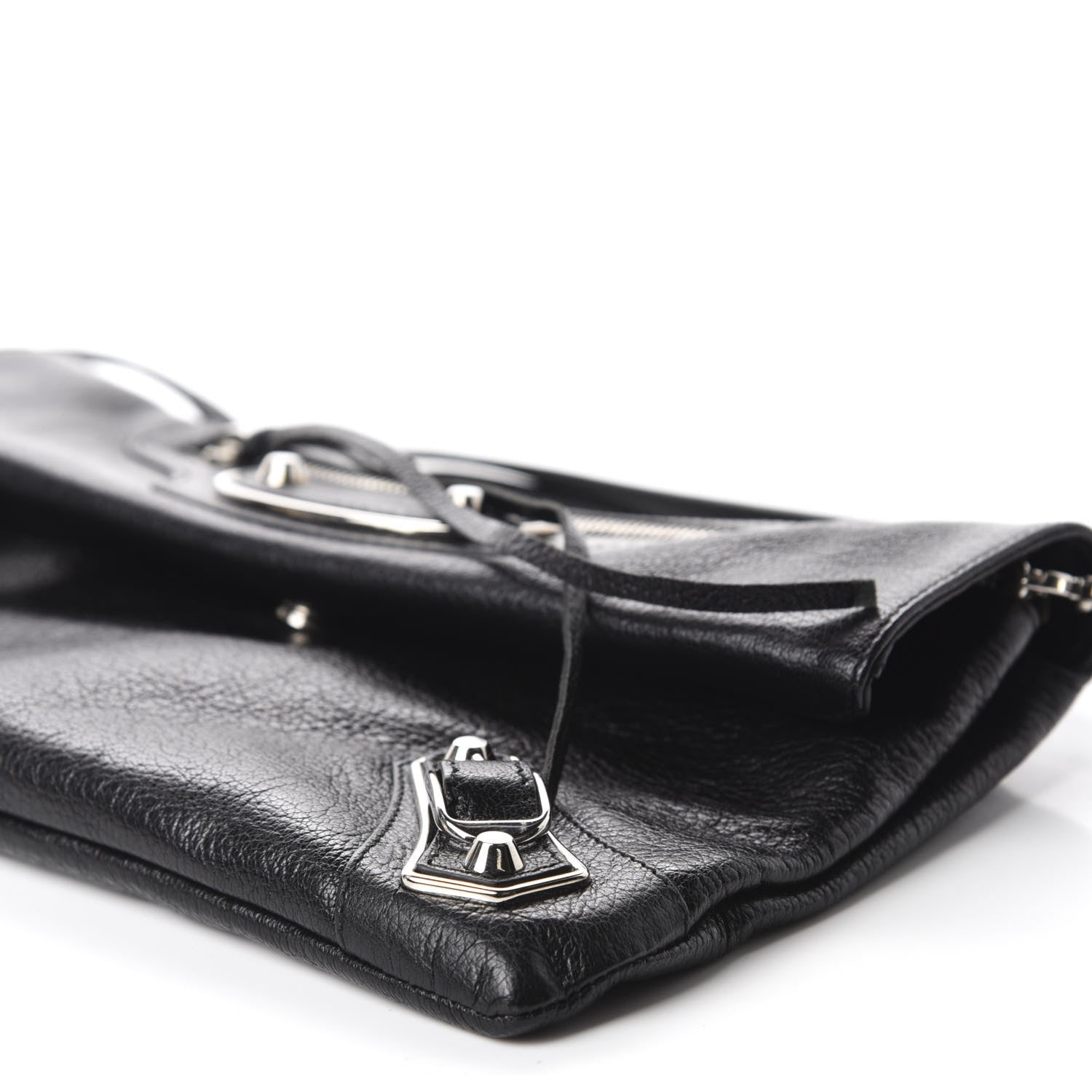 Balenciaga Chevre Silver Metallic Edge Hardware Envelope Clutch Black 7 of 10
