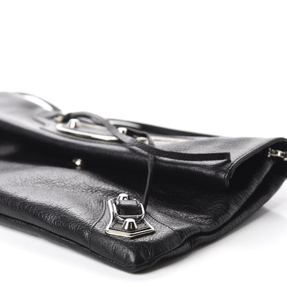 Balenciaga Chevre Silver Metallic Edge Hardware Envelope Clutch Black 7 of 10