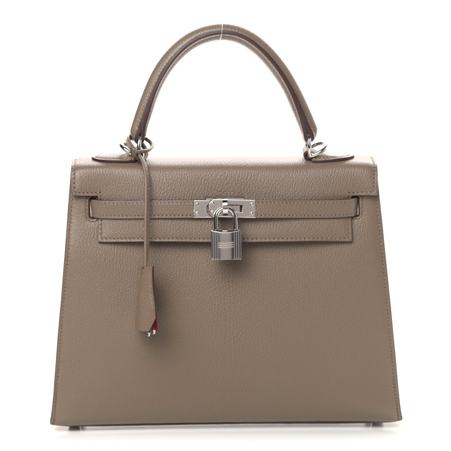 Hermes Chevre Mysore Horseshoe Kelly Sellier 25 Etoupe 1 of 10