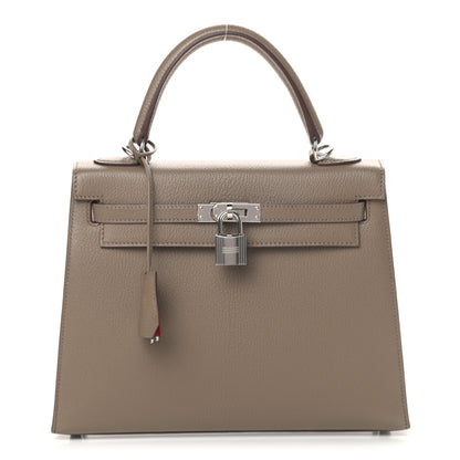 Hermes Chevre Mysore Horseshoe Kelly Sellier 25 Etoupe 1 of 10