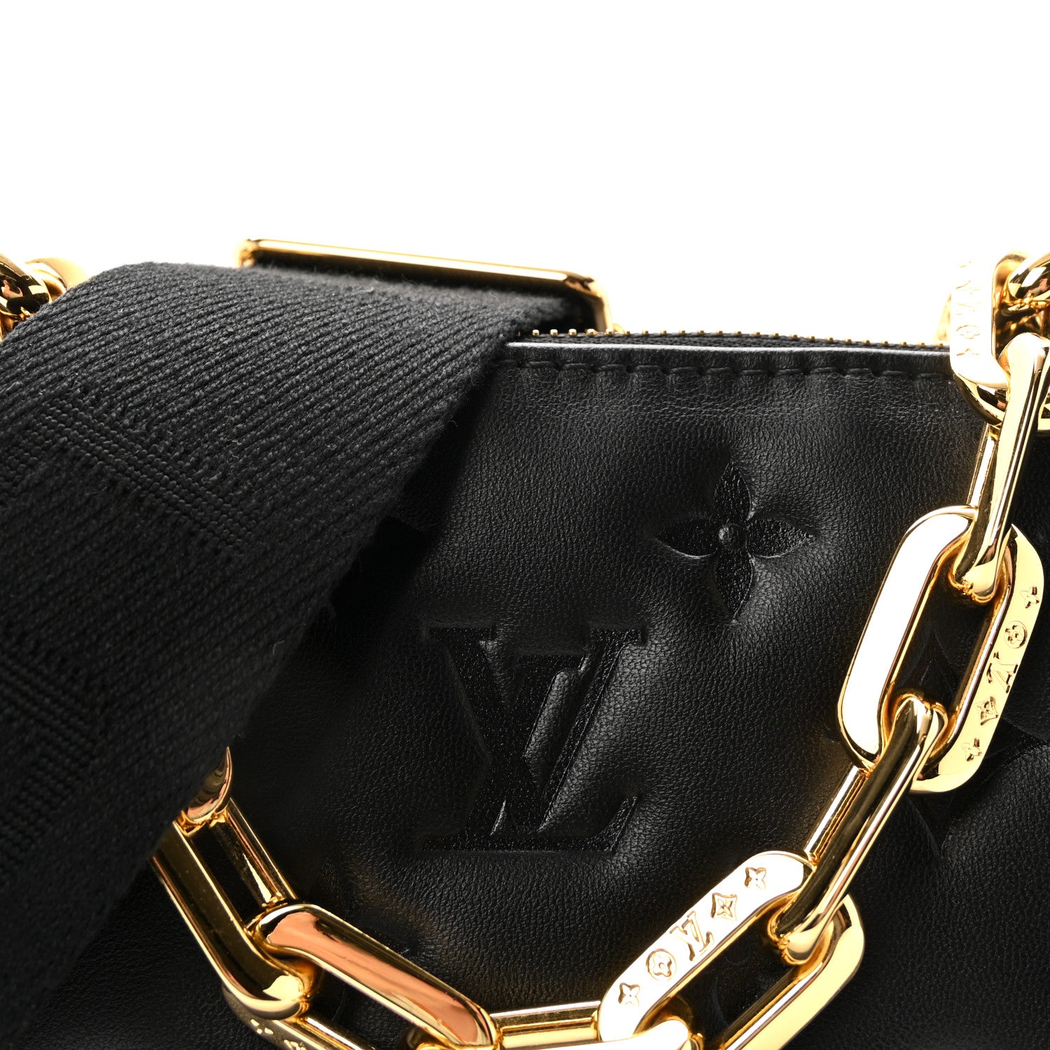 Louis Vuitton Lambskin Embossed Monogram Coussin PM Black 6 of 8