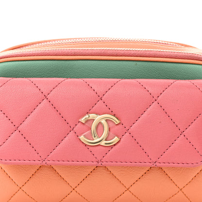 Chanel Goatskin Quilted Tri-Color In & Out Waist Bag Orange Green Pink 10 of 13