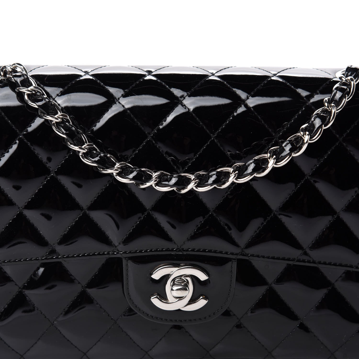 Chanel Patent Quilted Medium Double Flap Black 18 of 19