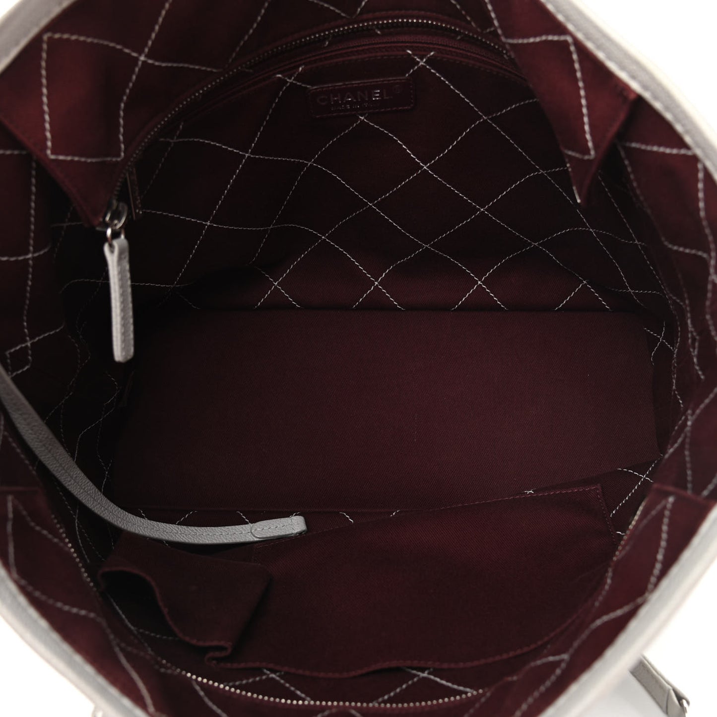 Grained Calfskin Quilted Small Daily Shopping Tote Light Grey