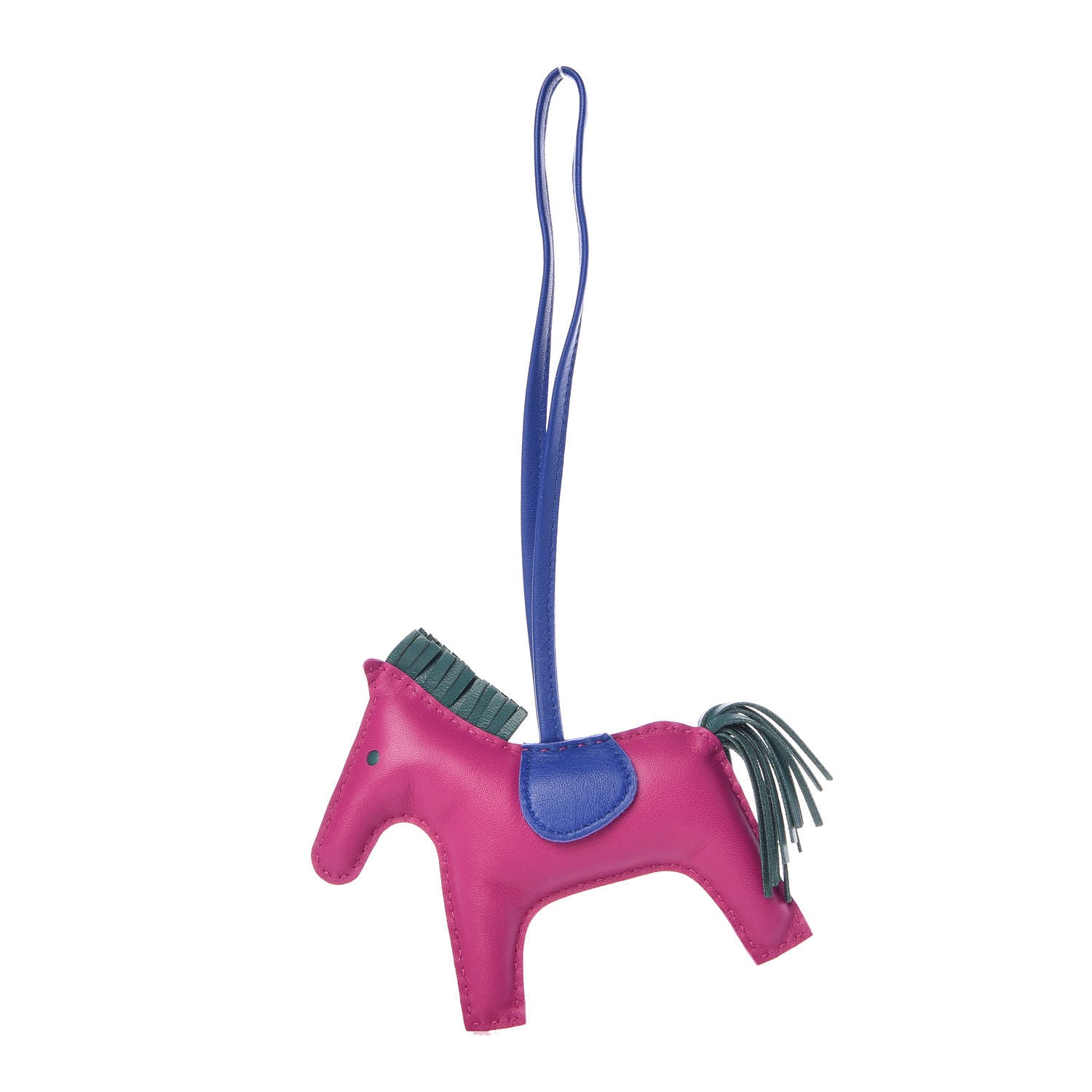 Hermes Milo Lambskin Grigri Rodeo Horse Bag Charm MM Rose Pourpre Malachite Bleu Electrique 1 of 4