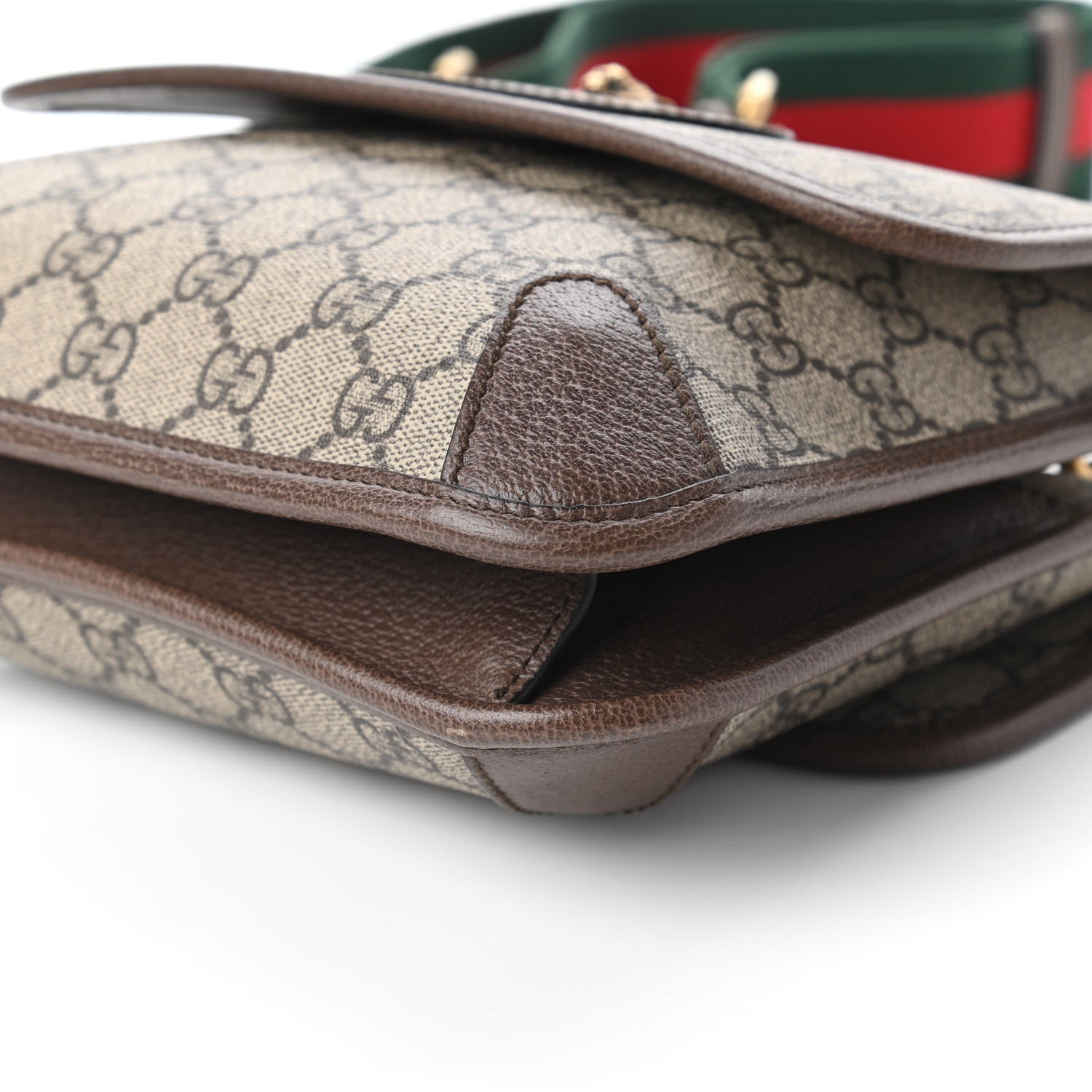 Gucci GG Supreme Monogram Web Small Neo Vintage Double Flap Messenger Bag Beige New Acero 7 of 11