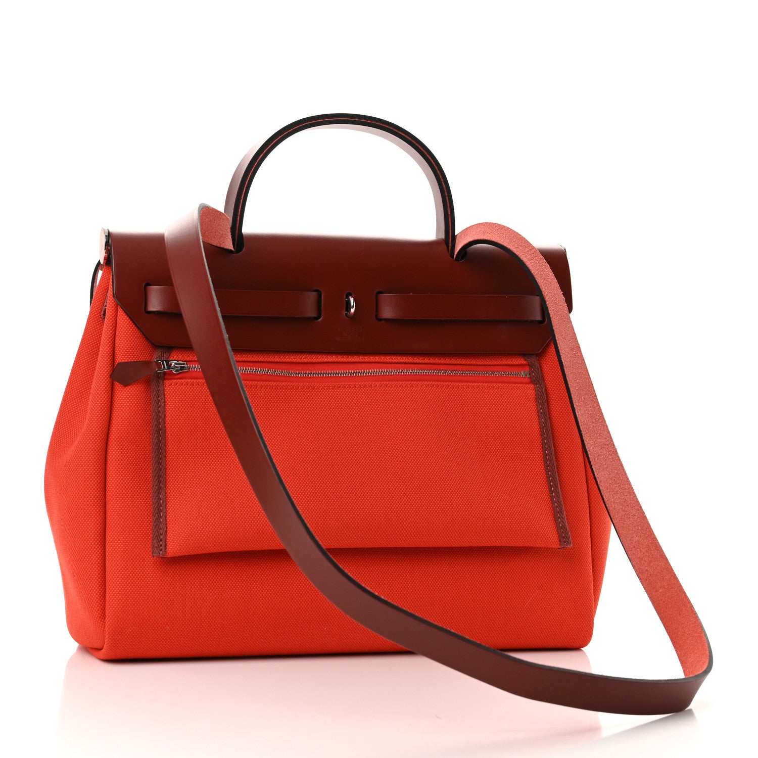 Hermes Vache Hunter Toile Herbag Zip 31 PM Orange Mecano Rouge H 4 of 11