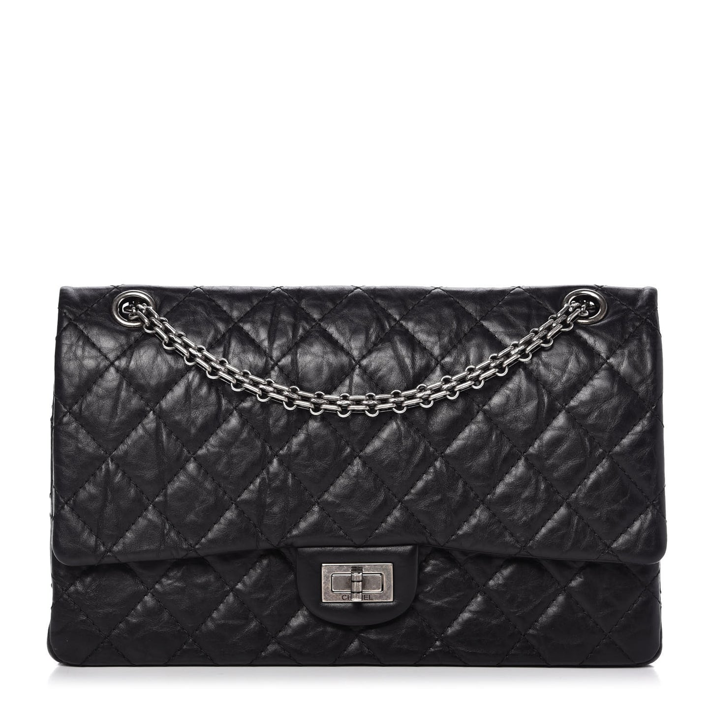 Aged Calfskin Quilted 2.55 Reissue 226 Flap Black