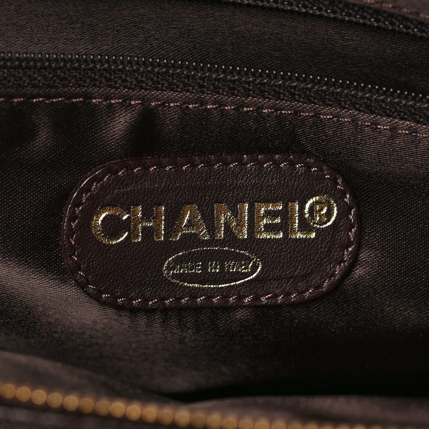 Chanel Caviar Logo Shopping Tote Dark Brown 6 of 9