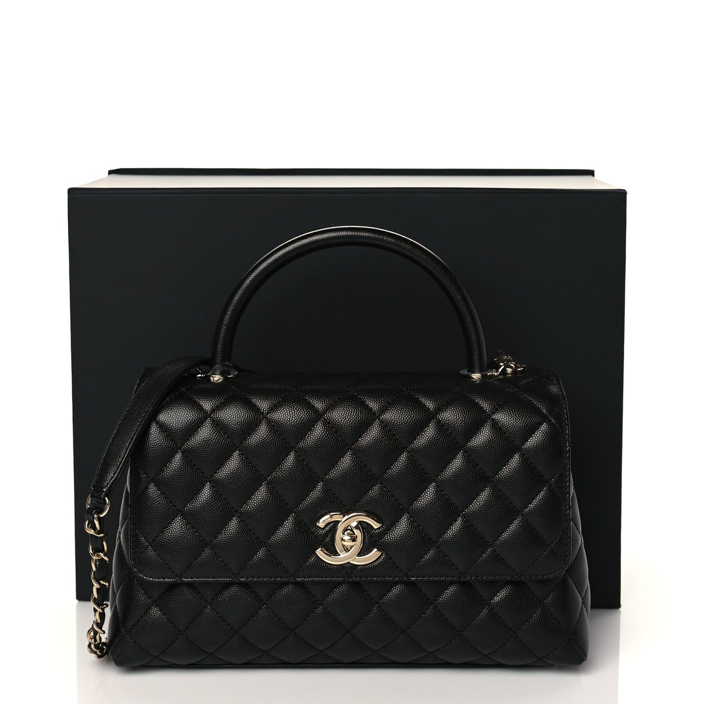Caviar Quilted Small Coco Handle Flap Black