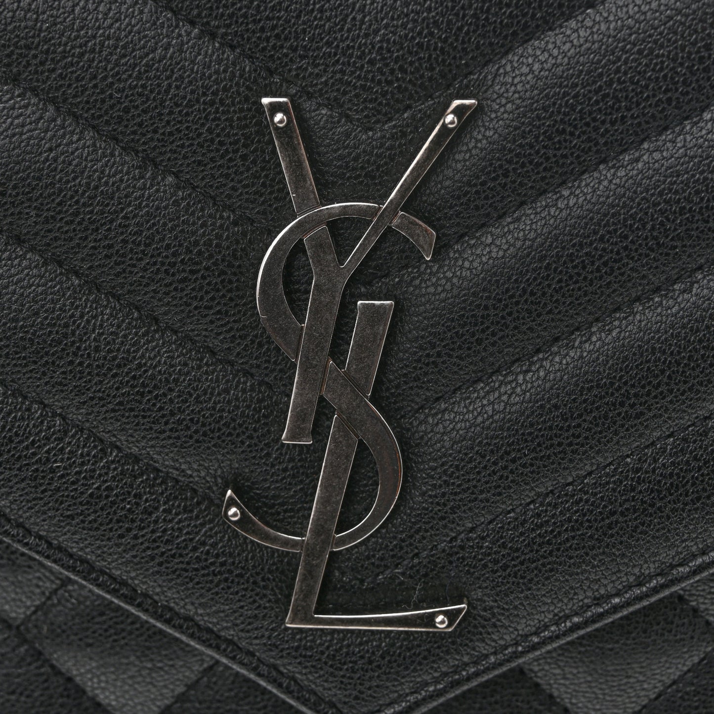 Sheepskin Tri-Quilt Monogram Envelope Chain Wallet Black