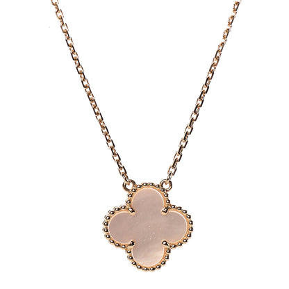 Van Cleef & Arpels 18K Yellow Gold Mother of Pearl Vintage Alhambra Pendant Necklace 4 of 7