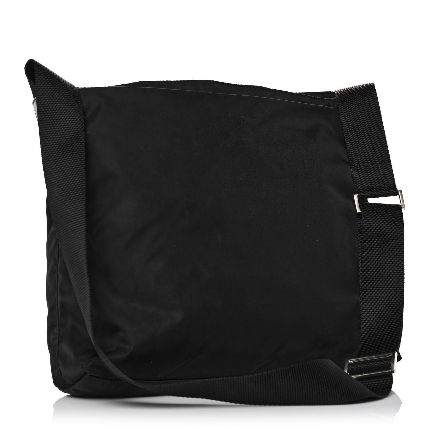 Nylon Saffiano Flat Messenger Bag Black