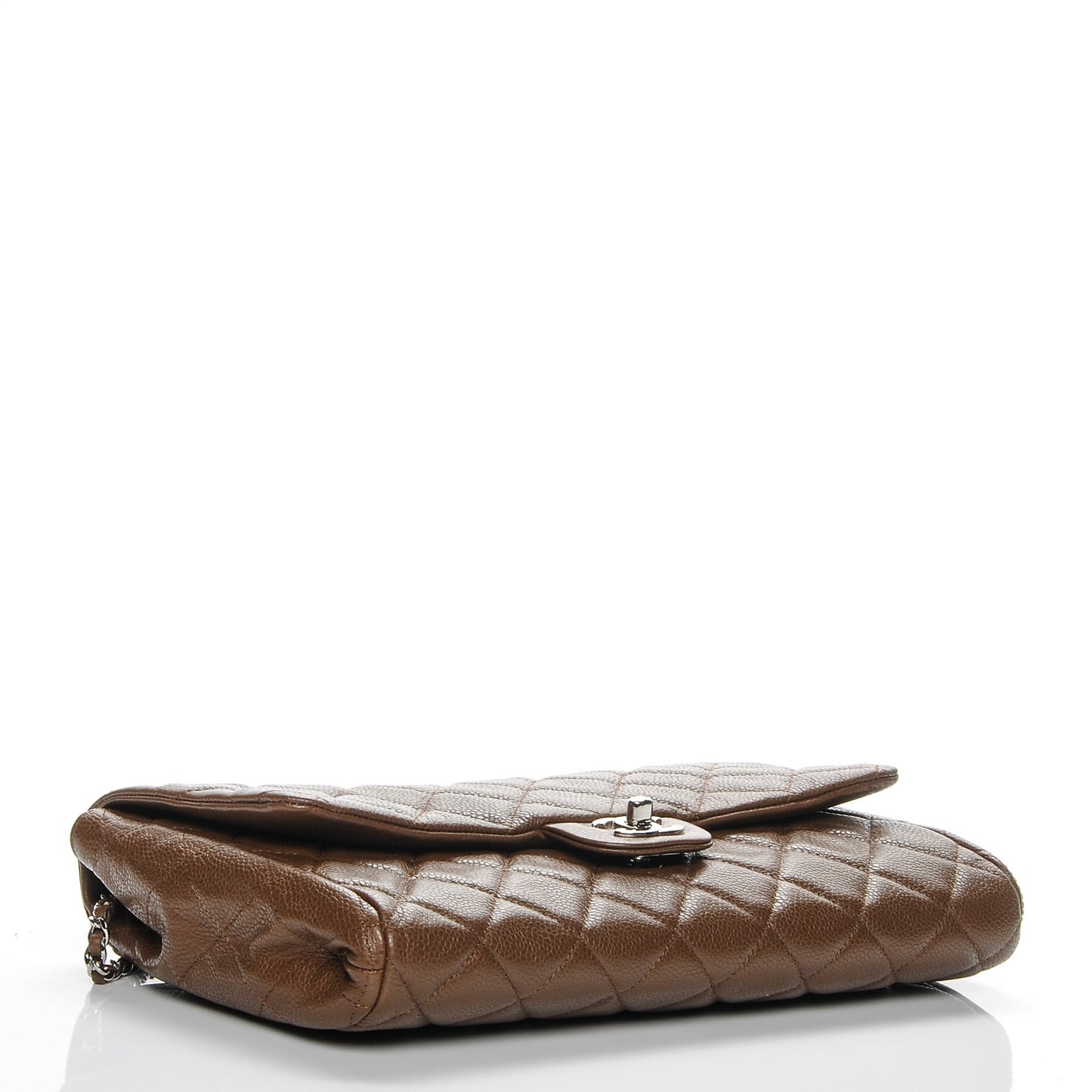 Caviar Quilted Clutch With Chain Flap Brown