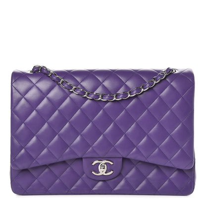 Chanel Lambskin Quilted Maxi Double Flap Purple 1 of 9