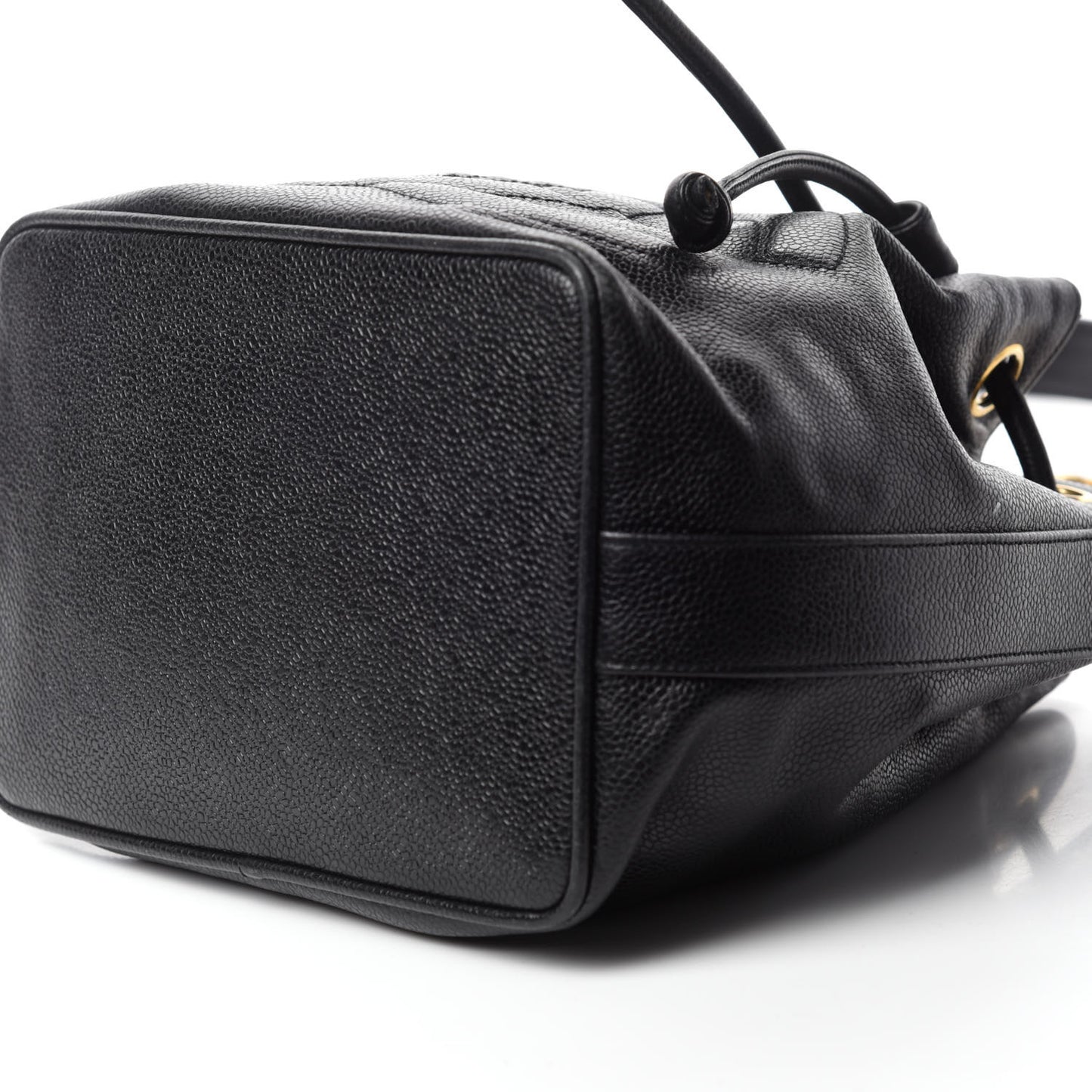 CC Stitched Drawstring Bucket Bag Black