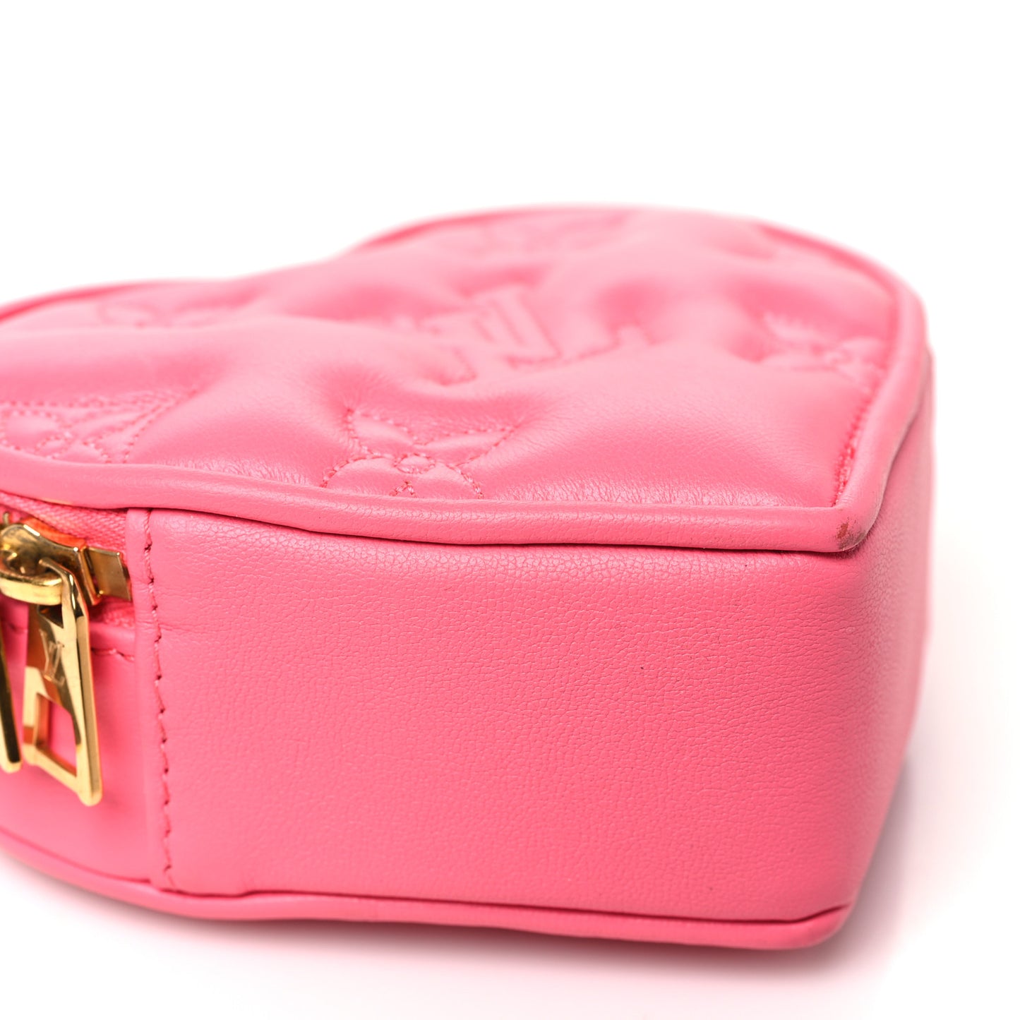 Calfskin Embroidered Monogram Pop My Heart Bag Pouch Dragon Fruit Pink