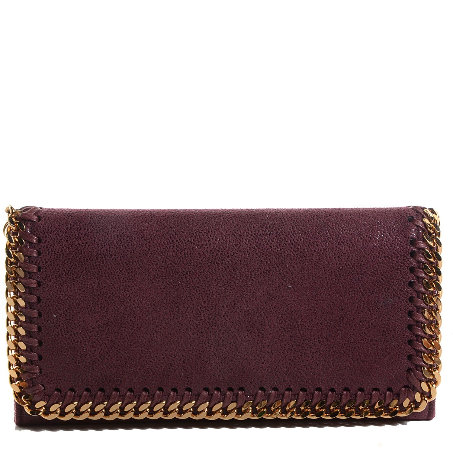 Stella McCartney Faux Leather Shaggy Deer Falabella Flap Wallet Plum 1 of 10