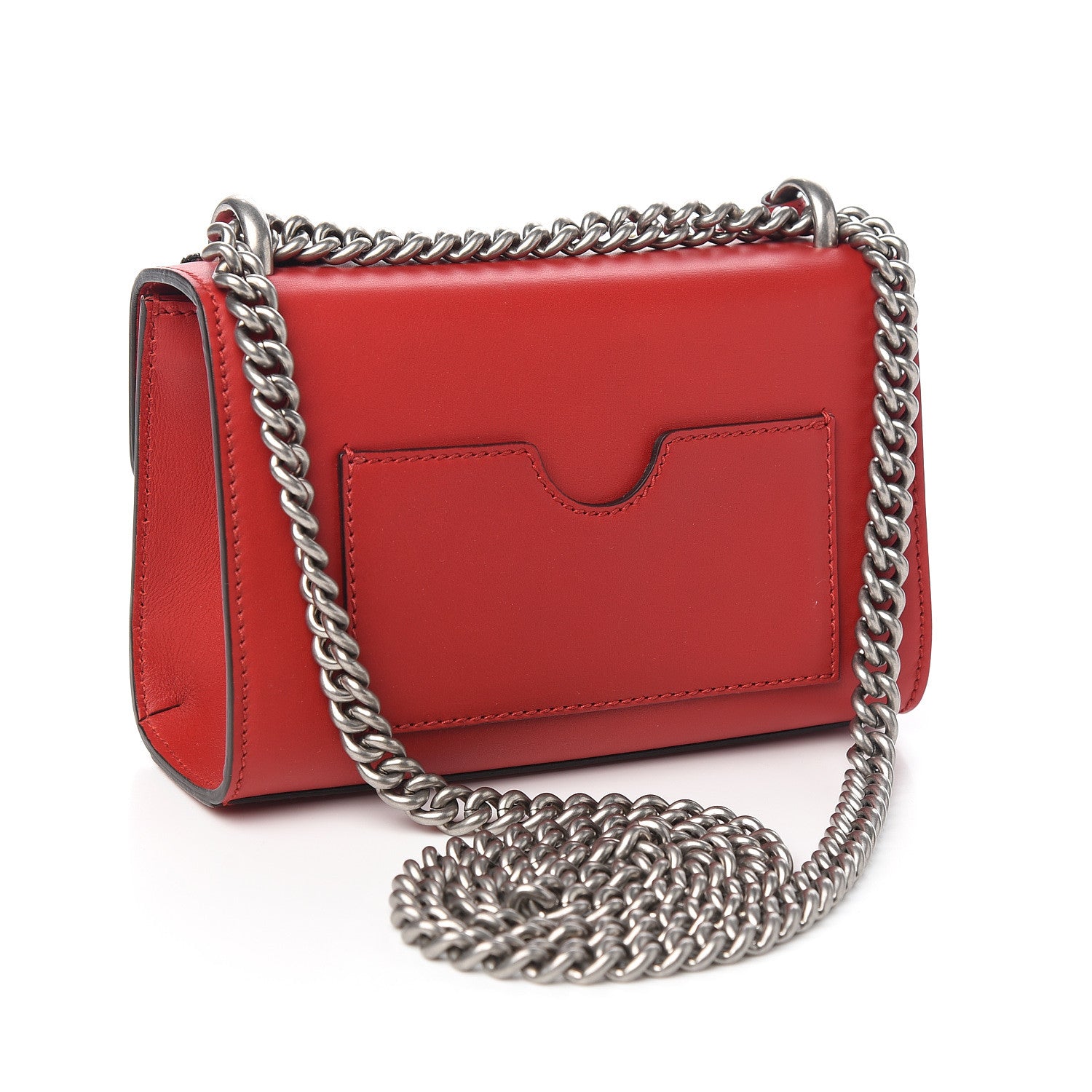 Gucci Calfskin Bee Embroidered Small Padlock Shoulder Bag Hibiscus Red 2 of 9